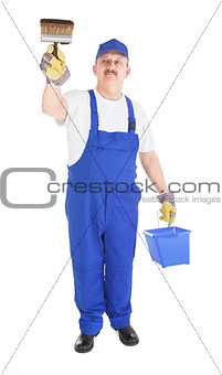 house painter with bucket and paintbrush