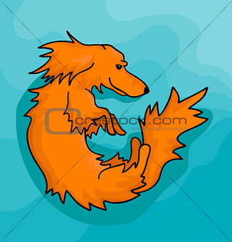 Vector illustration of orange dachshund