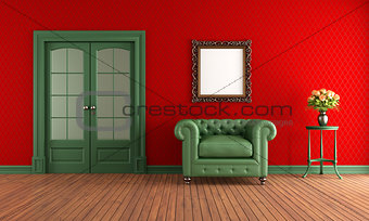 Red and green vintage room