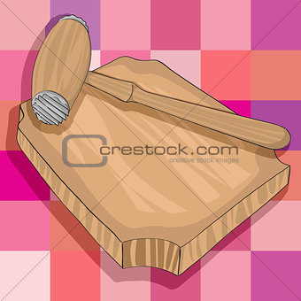 kitchen wooden hammer and cutting board 