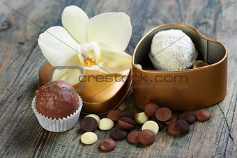 White Orchid and handmade chocolates.