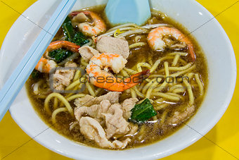 Hokkien Prawn Mee Soup Noodle Closeup