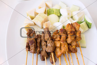Mutton and Chicken Satay Dish 
