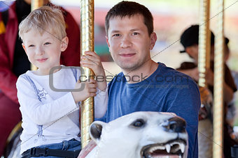 family at the amusement park