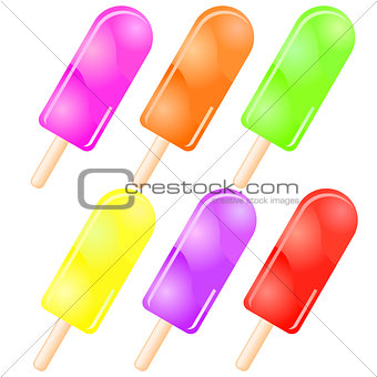 Colourful ice-cream with stick isolated on white background
