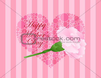 Mothers Day Pink Carnation Flower Illustration