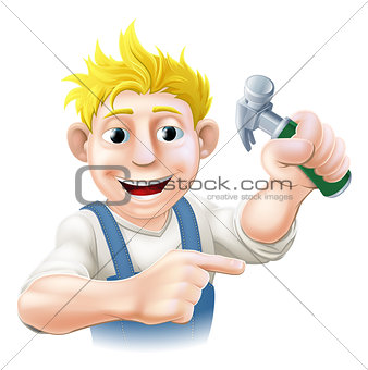 Construction guy pointing
