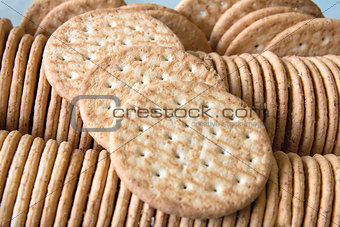 Round Whole Wheat Crackers Closeup Macro