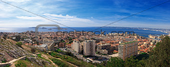 Panoramic aerial view on bay Marseille from mountain