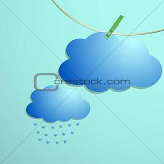 Cloud and rain drops icon hang on string