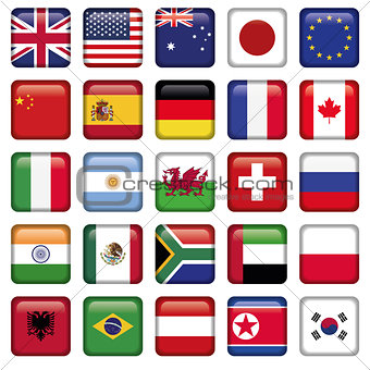 Vector set of Flags of world top states