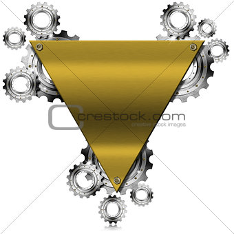 Gold Metal Plate with Gears
