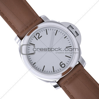Mechanical wristwatch with a leather strap