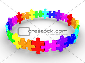 Puzzle pieces connected form a circle