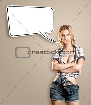 Woman With Breast and Speech Bubble