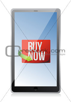 buy now sign on a tablet. illustration