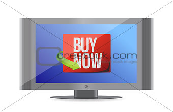 buy now sign on a monitor. illustration design