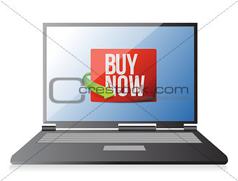 buy now sign on a laptop. illustration