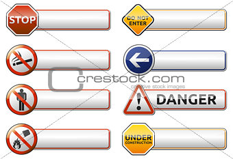 Danger, prohibition sign banner collection