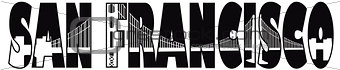San Francisco Golden Gate Bridge Text Outline Illustration