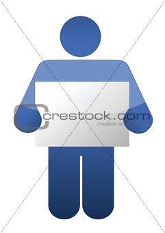 man holding a blank card. Illustration design