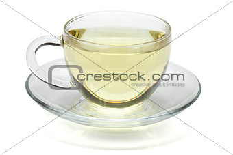 Green tea in glass cup