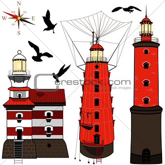 Set of lighthouses