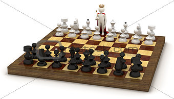 3d man on chess board as king