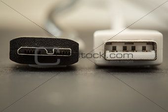 Close up of tip of USB and USB SS