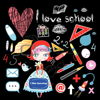 schoolgirl and various school sites