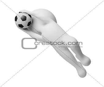 3d small people - goalkeeper a catching ball