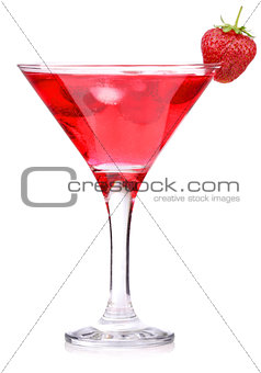 strawberry cocktail with berry in glass