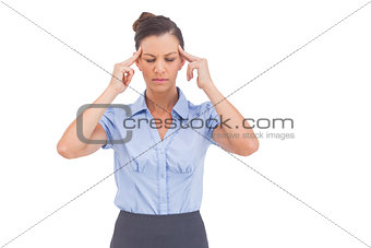 Thinking businesswoman with closed eyes