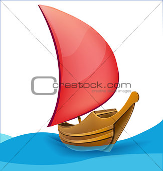 Romantic red sail boat