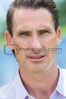 Outdoor Portrait of Handsome Middle Aged Man