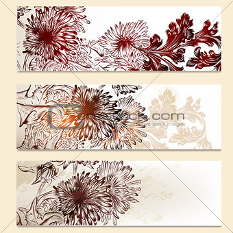 Set of vector floral banners for design