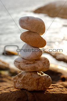 Balancing beach stones