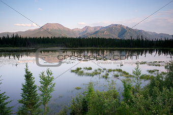 Scenic Marsh Water Panoramic Mountain Landscape Outback Alaska
