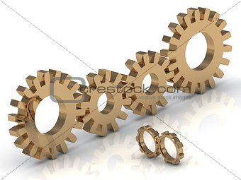 Connecting the four gold and two small gears