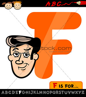 letter f with face cartoon illustration