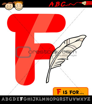 letter f with feather cartoon illustration