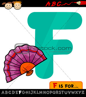 letter f with fan cartoon illustration