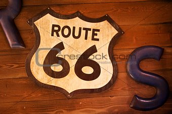 Old and Rusty Route 66 Sign