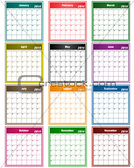 Calendar 2014 assorted colors