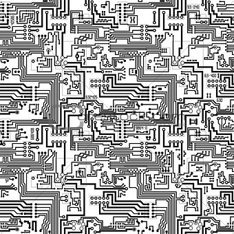 Circuit board vector seamless technological pattern