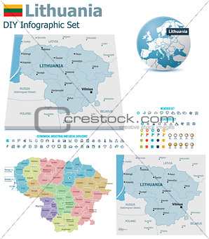 Lithuania maps with markers