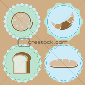 Set of homemade bakery icon color badges