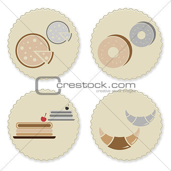 Set of vintage homemade bakery badges