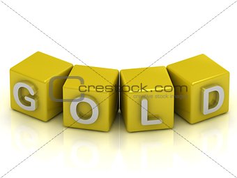 Gold text on a gold cubes