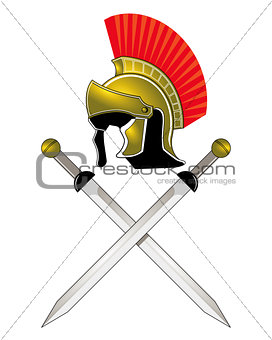 Roman Helmet and swords